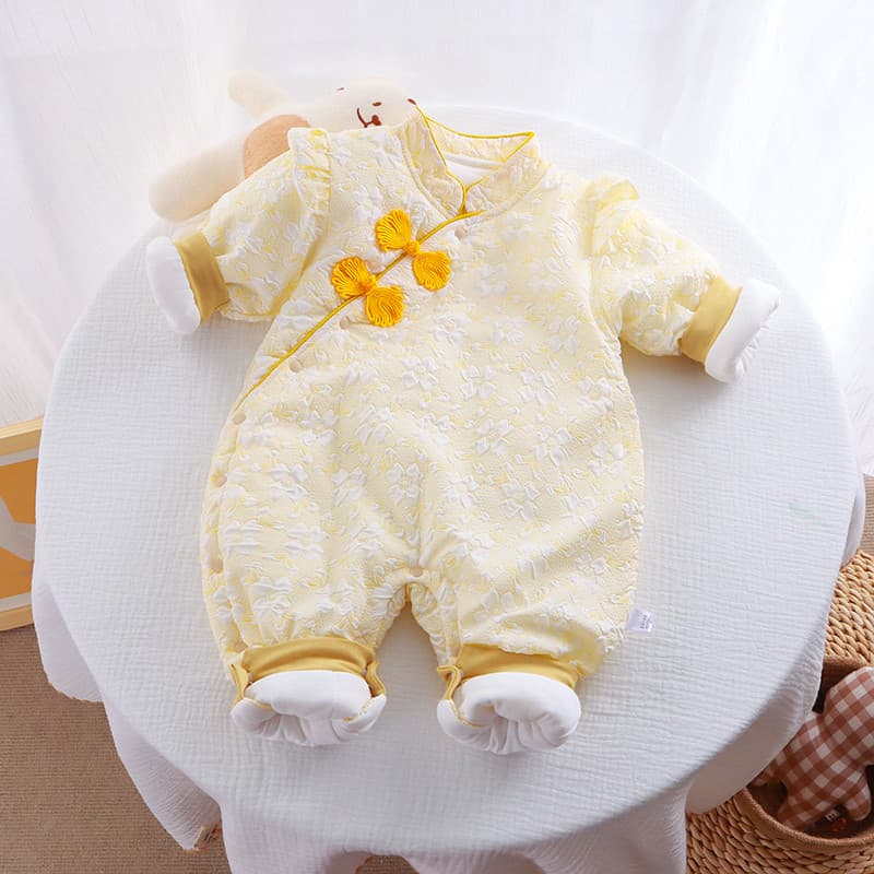Bebê menina macacão estilo princesa acolchoado outono inverno 1 ano de idade roupas de bebê quente Outing roupas Super b