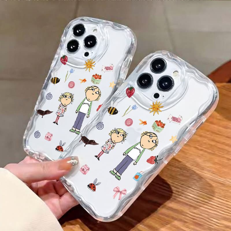 Macio e transparente Capinha para iPhone 17/16/15 Pro Max Capa de celular antiderrapante com desenho animado fofo
