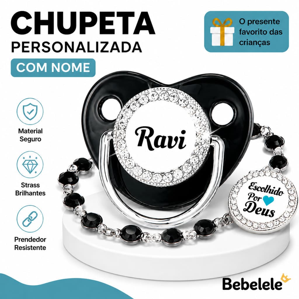 Chupeta para Bebês com Nome Personalizado, Chupeta de Silicone Livre de BPA &XHIP