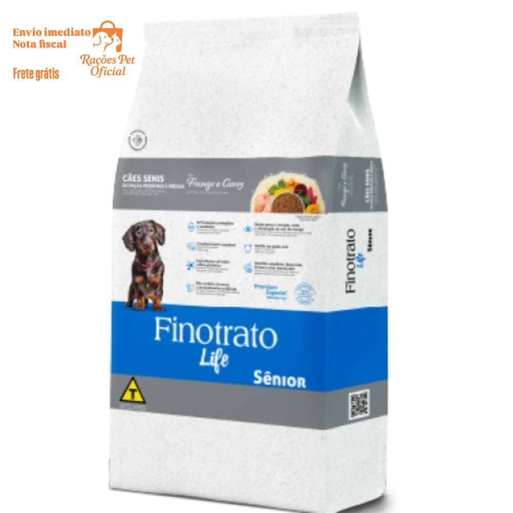 Ração Finotrato Prime Sênior 10kg  Para Cachorro de Raças Pequenas e Médias Frango e Arroz