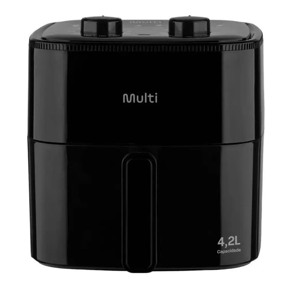Fritadeira sem Óleo Air Fryer Multilaser GO252 4,2L 1350W Digital com Timer Preto 110V
