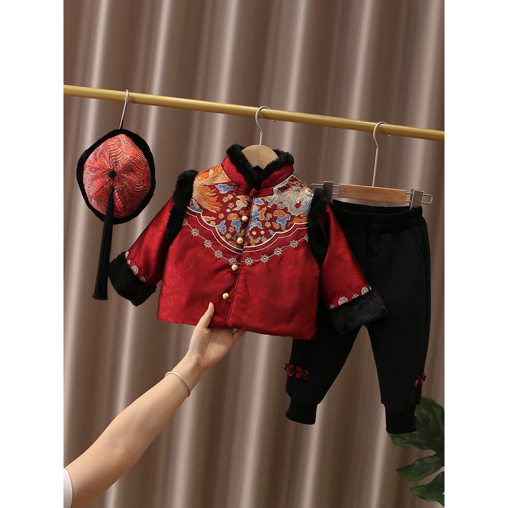 Pegar semana vestido Tang terno menino bebê um ano de idade roupas bebê menina cem dias aniversário ano novo roupas de a