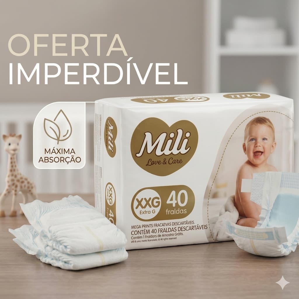 Fralda Mili Love Care XXXG 18 Unidades – Fralda Descartável Infantil Confortável