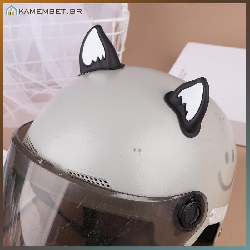 Kam Capacete Da Motocicleta Decorações De Orelha De Gato Acessório Para Scooter Bicicleta Adesivo Moto Skate Ciclismo BR