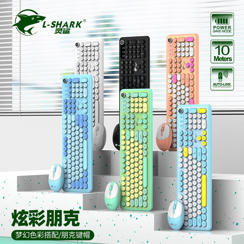 2026 novo produto espírito tubarão T801A teclado Mouse conjunto moda Punk Desktop computador Notebook escritório teclado