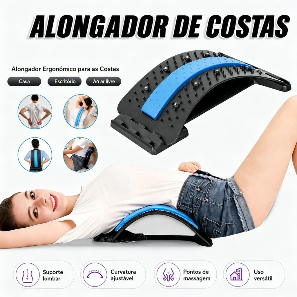 Massageador Magic Suporte para Costas Alongador Lombar Alívio Muscular Corretor Espinhal