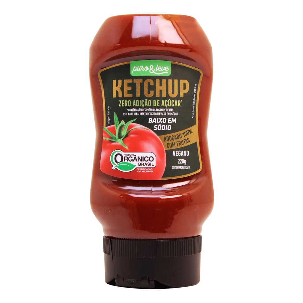 Ketchup Orgânico Puro e Leve 220g | Molho Natural Fit Saudável Para Lanches e Hambúrguer