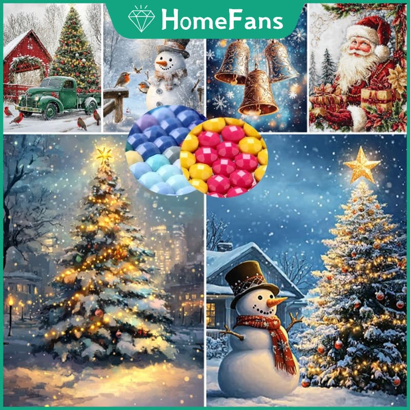 Ypdhfpapai Noel Árvore De Natal 5D DIY Quadrado Pintura Diamante Redondo Strass Ponto Cruz Decoração De Parede De Casa K