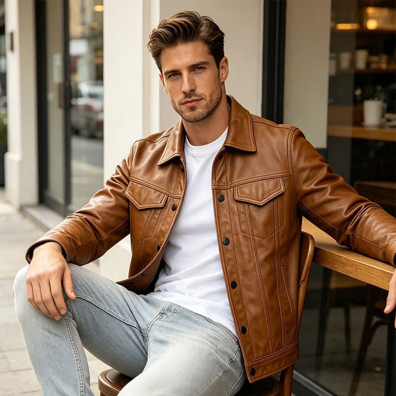 Jaqueta de couro PU para motocicleta, jaqueta masculina com lapela e carga, jaqueta Bomber fina, roupas masculinas