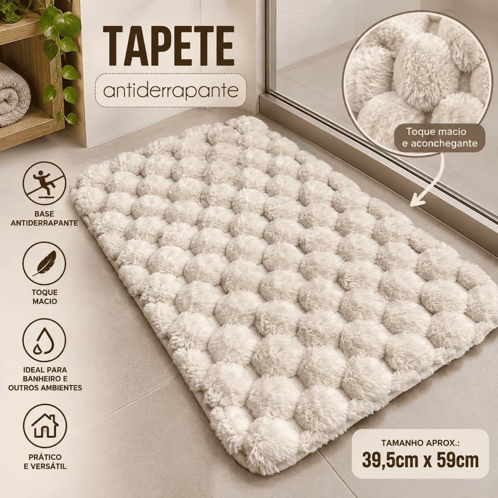 Tapete Pelucia Antiderrapante Macio e Confortável – Tapete para Sala, Quarto, Banheiro e Casa