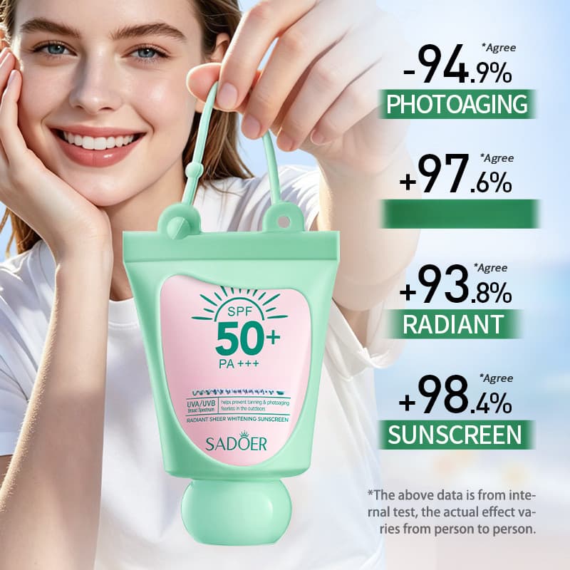 Protetor Solar Facial FPS 50+ PA+++ - Clareador e Hidratante - Proteção UVA/UVB - Formato Bolsa Portátil - 50g