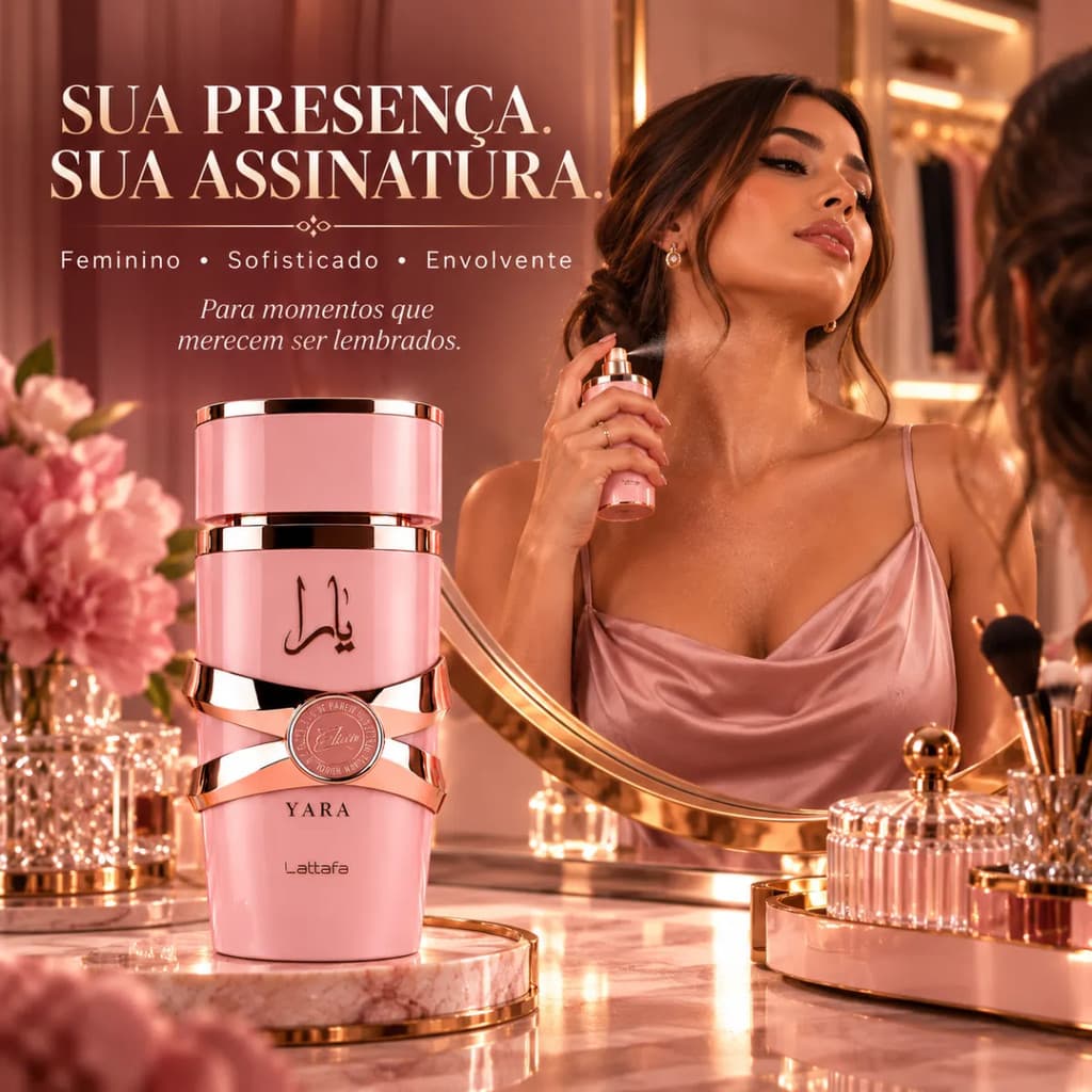Perfume Árabe Yara Elixir EDP Feminino 100ml Importado Alta Fixação Notas florais e frutadas