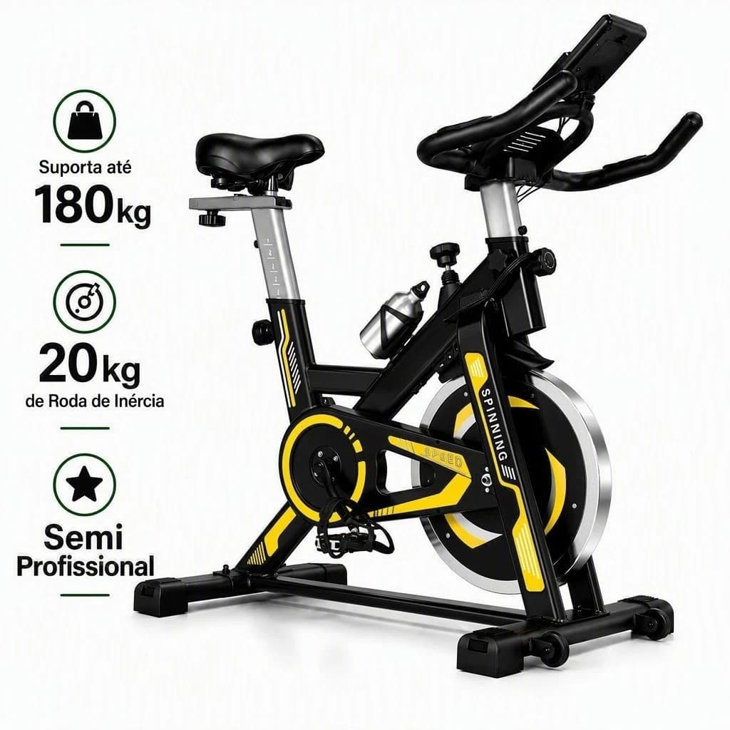 Bicicleta Ergométrica Roda De 20KG Inércia Profissional Spinning Academia - Suporta Até 180kg