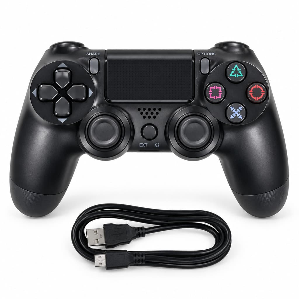 Controle Sem Fio Bluetooth Para PS4, PS3 E PC - Joystick Gamer Recarregável 600mAh Com Vibração Dupla E Touchpad