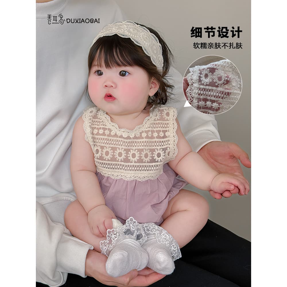 Bebê bebê roupas de verão estilo fino outing roupas pequena idade mensal menina bebê rendas princesa macacão verão sem m