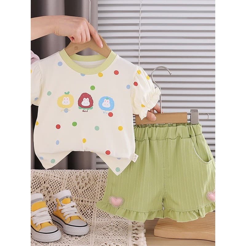Bebê roupas de bebê verão de um ano de idade bebê menina Shorts de manga curta terno de duas peças bonito menina terno v