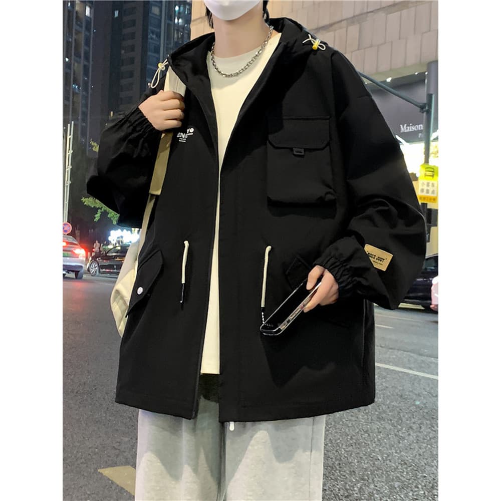 Jaqueta masculina primavera outono novo estilo Street Wear solto com capuz macacão jaqueta masculina juventude Casual bo