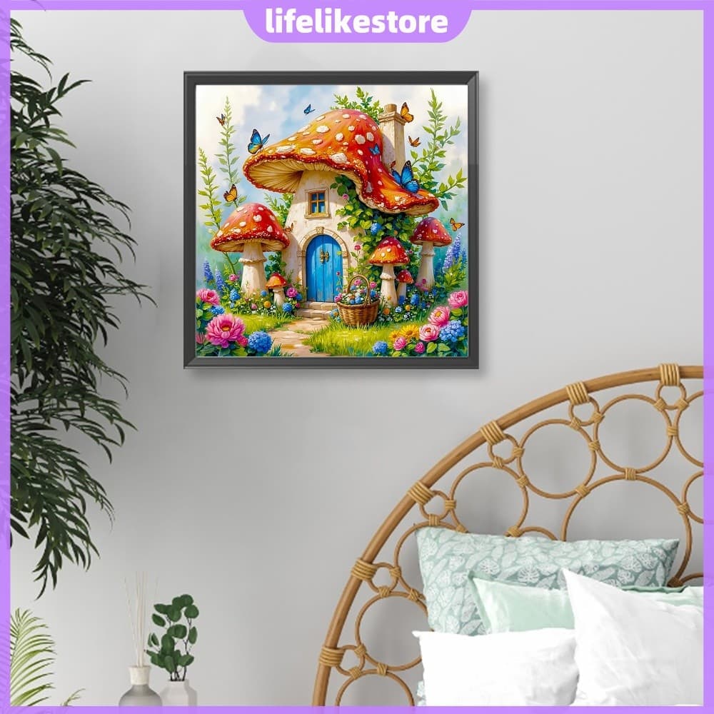 Kit De Pintura Diamante 5D Broca Redonda Completa DIY Cogumelo Abstrato 30x30cm Presente Em Tela [lifelikestore.br]