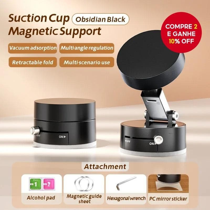 Suporte Magnético Para Telefone Carro – Sucção A Vácuo 360 ° Painel Giratório Serviços Pesados E Copos