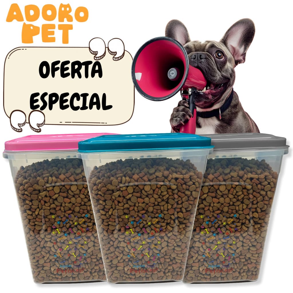 Pote Porta Ração para Cachorro 1,75L - Hermético com Tampa Vedada para Ração Fresca
