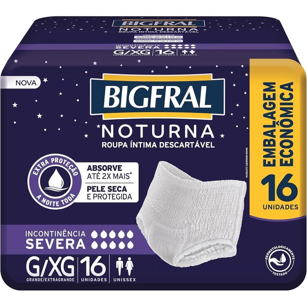 Fralda Geriátrica Bigfral Noturna Gd/Xg com 16 unidades