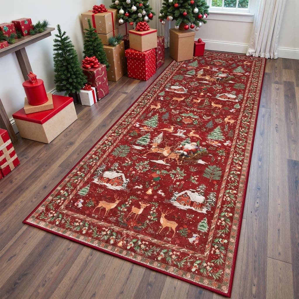 [Novo produto] Tapete longo de Natal para corredor, entrada da sala de estar, tapete antiderrapante, fácil de cuidar B