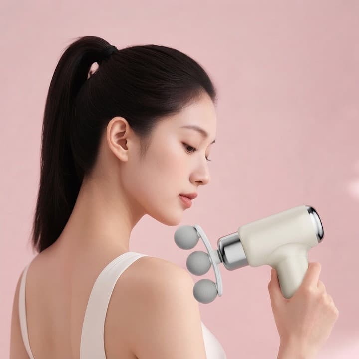 Pistola Massageadora Muscular Profissional 25W Recarregável USB C com 9 Ponteiras Dibea 