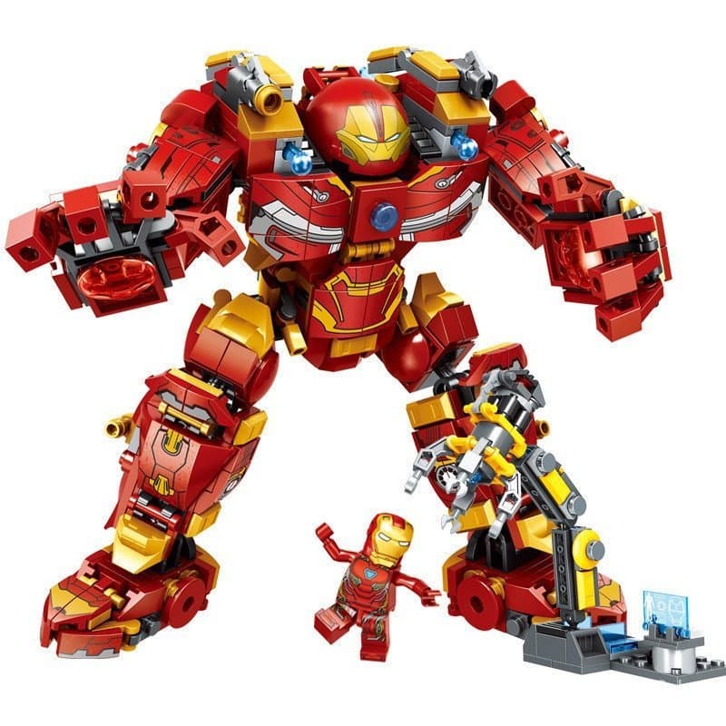 568 Peças Lego Marvel Avengers Super-Herói Homem de Ferro Mecha Hulkbuster MK44 Figuras Blocos de Montar Brinquedo