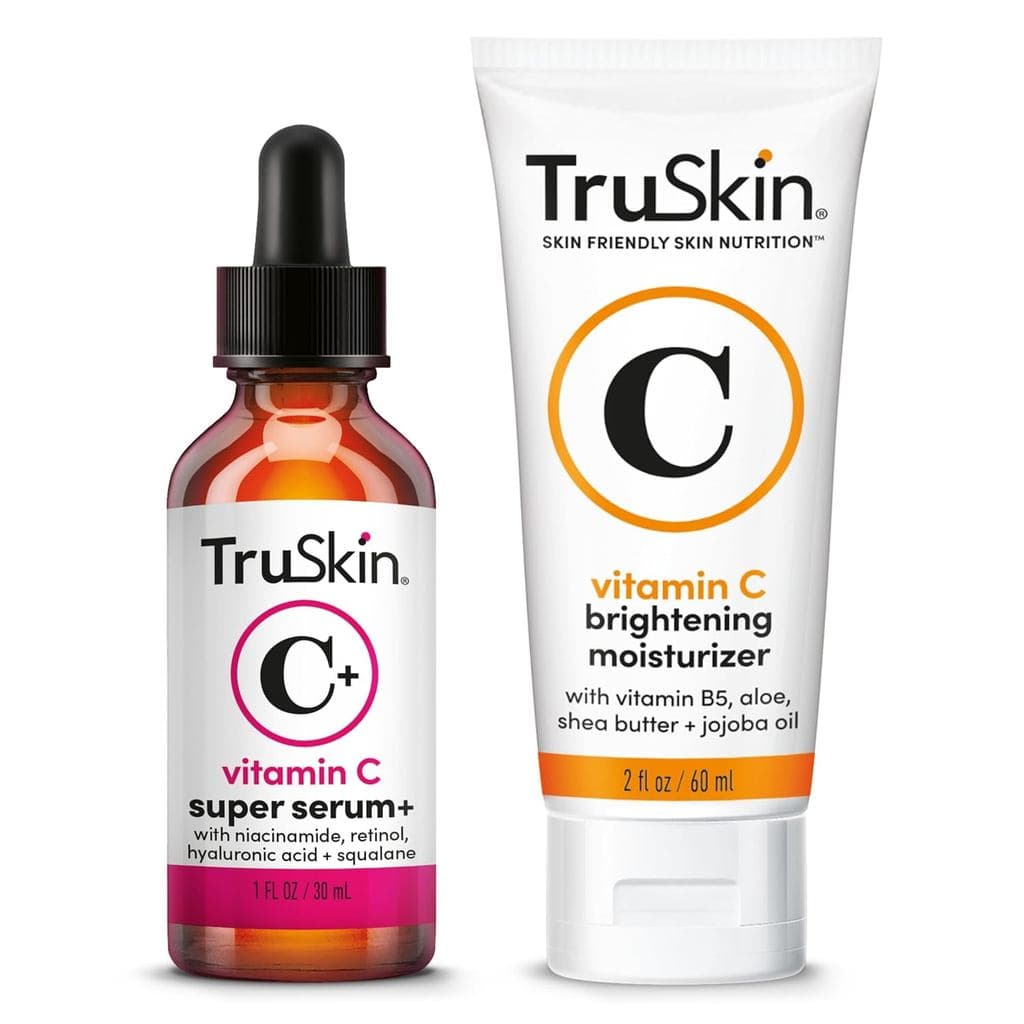 TruSkin Super C Duo com Super Sérum Facial de Vitamina C Plus, 1 fl oz e Hidratante Iluminador de Vitamina C, 2 fl oz – 