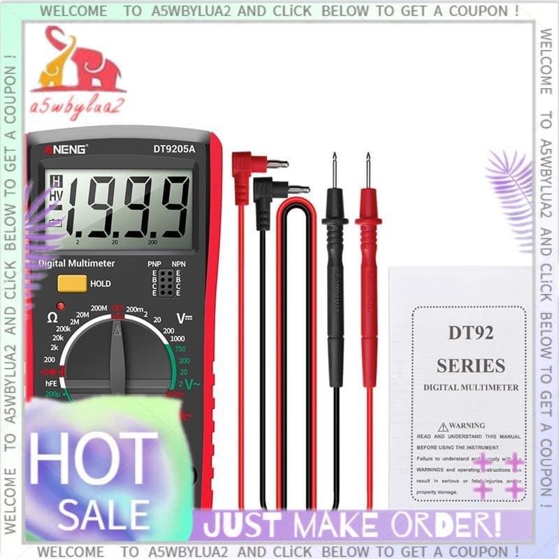 DT9205A Multímetro Digital Transistor Tester Medidor De Teste NCV Elétrico Profissional Analógico Auto Range Vermelho