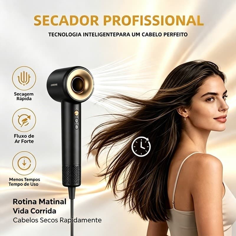 Secador de Cabelo Profissional Alta Velocidade 110000RPM Alta Velocidade 800 Milhões de Íons Negativos,110V janoclick