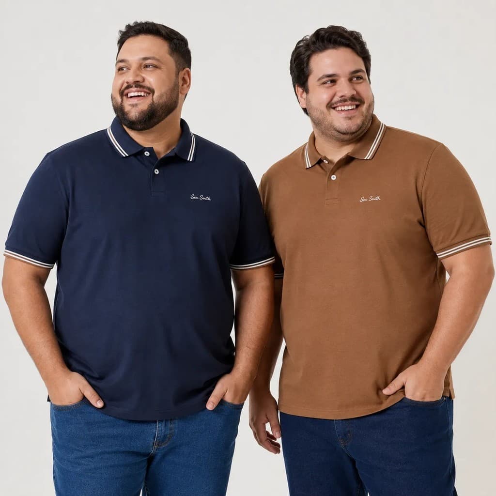 Kit 2 Polo Plus Size Extra Grande Algodao G4 Ao G6 Polos Masculina Logo Camisa Gola Slim Casual Social Trabalho Uniforme