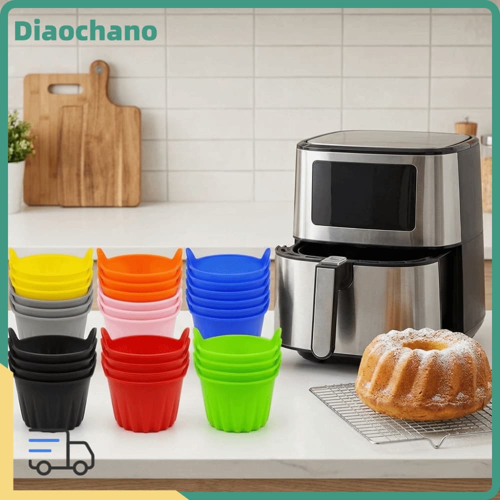 DIAOCBR 4 Peças De Moldes De Cozimento De Silicone , Molde Reutilizável Para Fritadeira De Ar Sem Óleo Seguro Máquina De