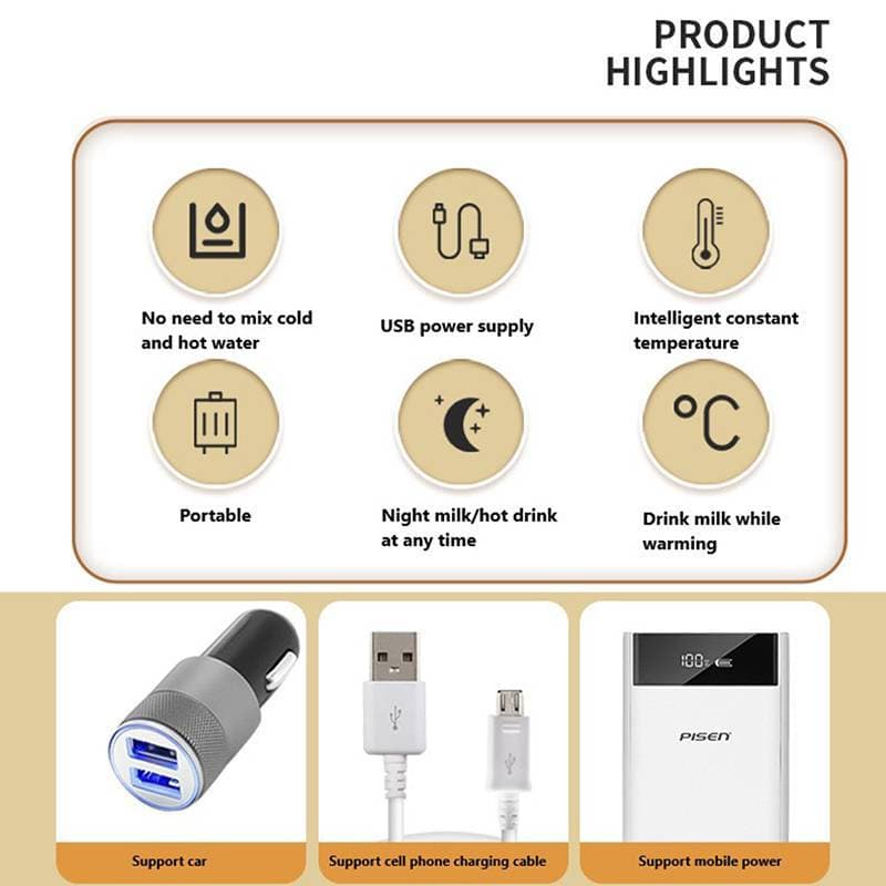 Aquecedor De Água Para Leite USB Bolsa Isolada Carrinho De Viagem Mamadeira Bebês Recém-Nascidos Aquecedores Portáteis A