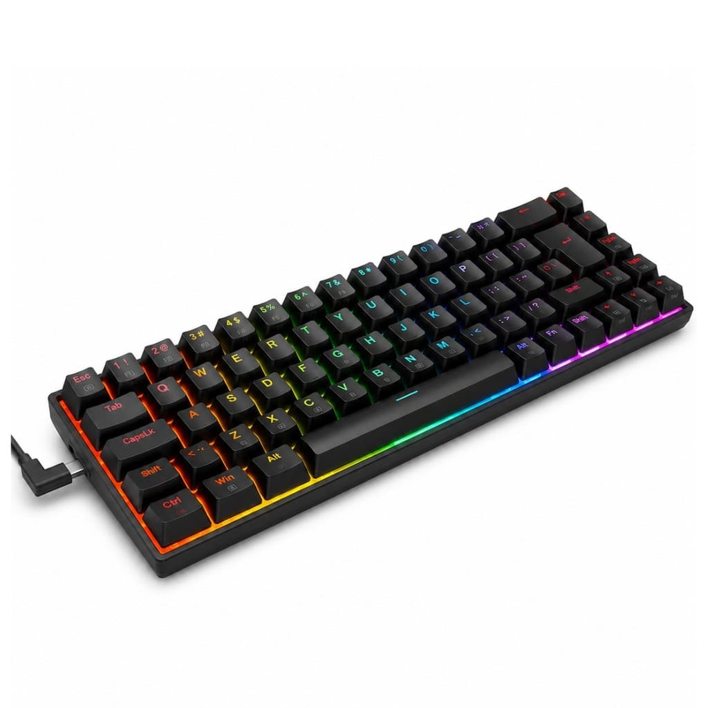 Teclado Mecânico Iluminação RGB 68 Teclas Switch Mecânico Hot-swap Conexão Type-C
