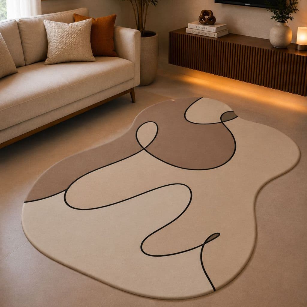 Tapete Orgânico Decorativo 117x67cm Antiderrapante para Sala e Quarto 062