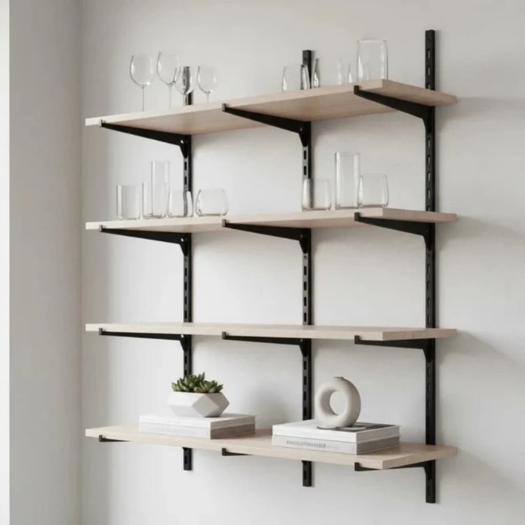 Kit 8 Trilhos 1,5m + 32 Suportes 25cm Prateleira Parede Reforçado Estante Armário Quarto Cozinha