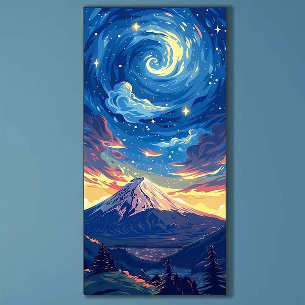 5D diy diamante completo redondo pintura diamante-Kit de pintura diamante céu estrelado montanhas mosaico lona diy arte 