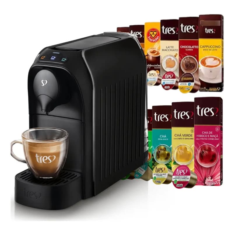 Cafeteira TRES Corações Passione Preta 110v Máquina para Café expresso Multi Bebidas