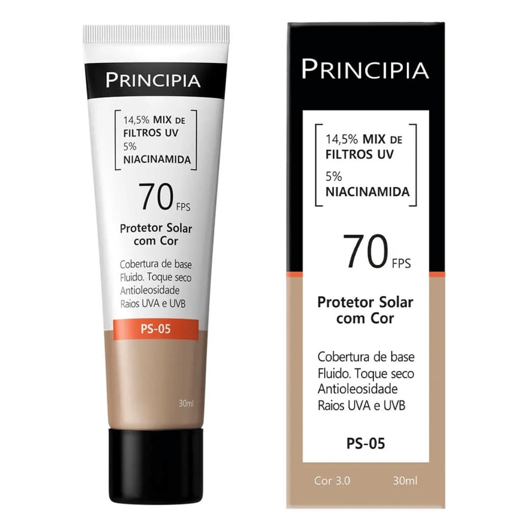 Protetor Solar Facial FPS70 PS-05 Cor 3.0 c/ 30ml - Principia