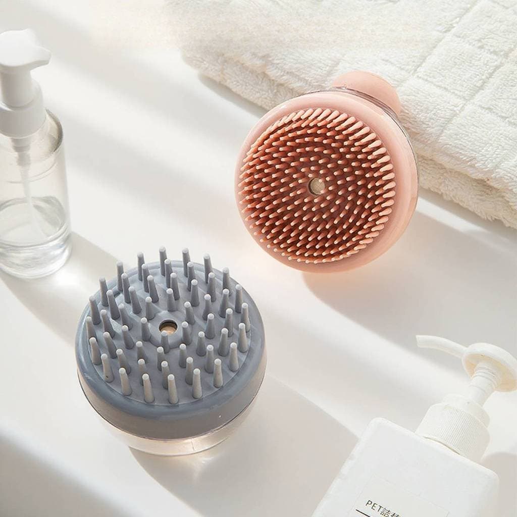 Escova de massagem para cuidados com a lavagem, pente de shampoo para cachorros, escova com shampoo líquido, banho britâ