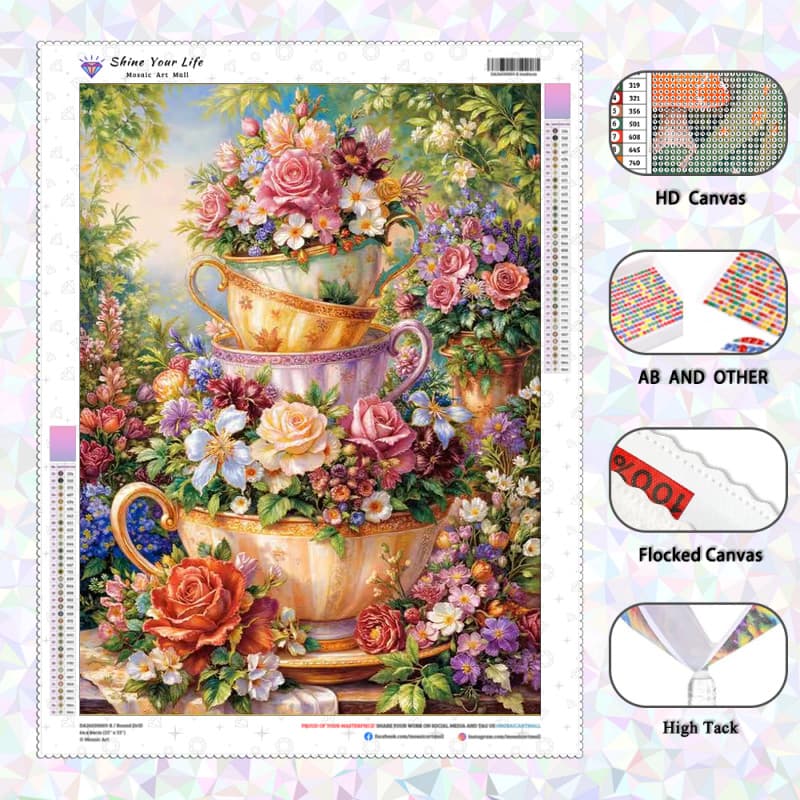 [PL Diamantes AB Atualizados + Tecido Flocado] Copo Próspero Pintura De Diamante 5D DIY Artesanato Mosaico Bordado Arte 