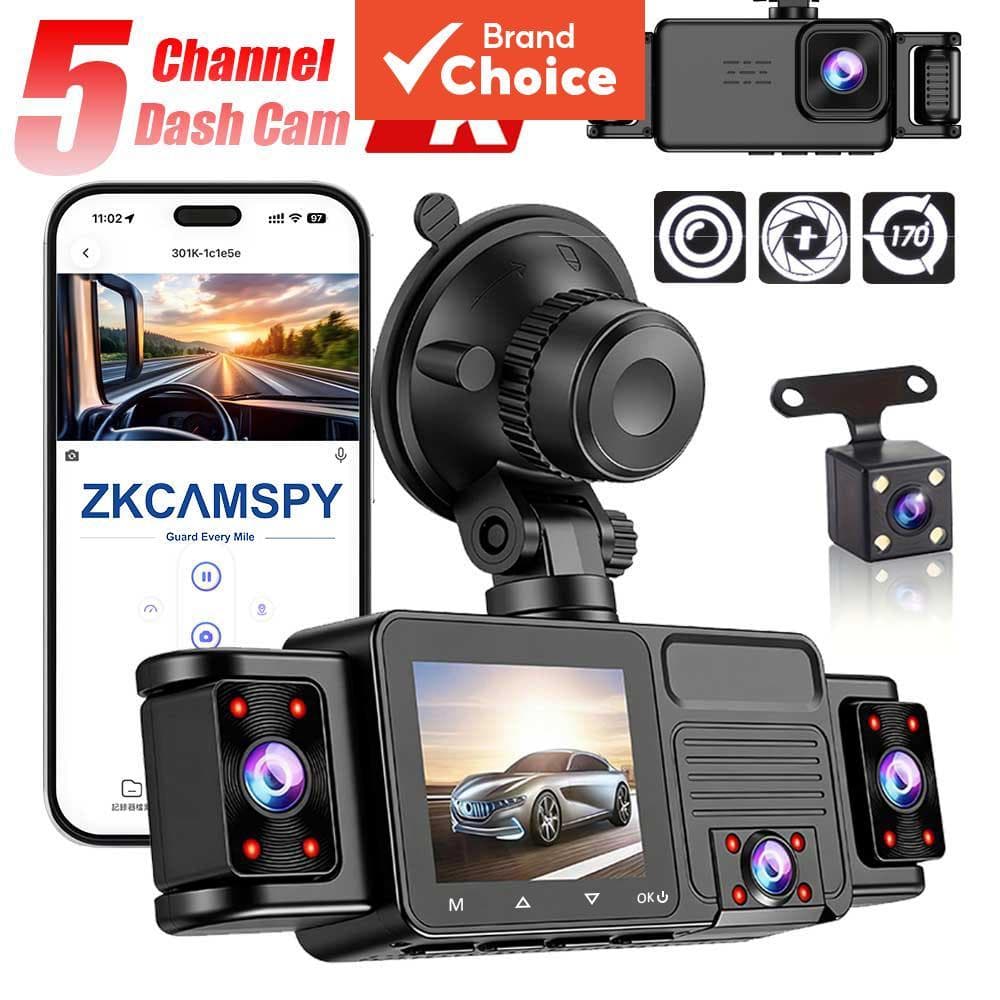 2k 5 Lentes 360 ° WIFI Dash Cam Para Gravador De Câmera Traseira Dianteira De Backup De Estacionamento De Carro