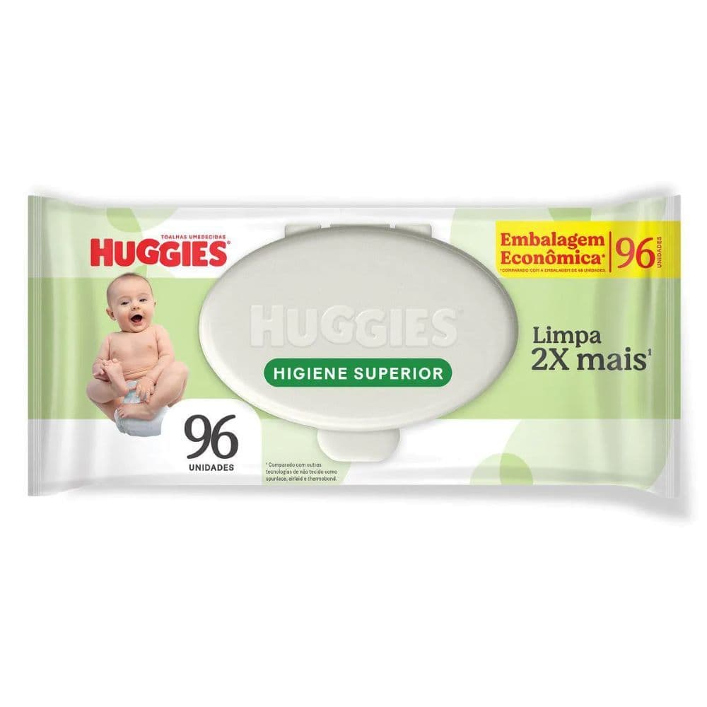 Lenços Umedecidos Huggies Higiene Superior Limpam 2x Mais 96 Unidades