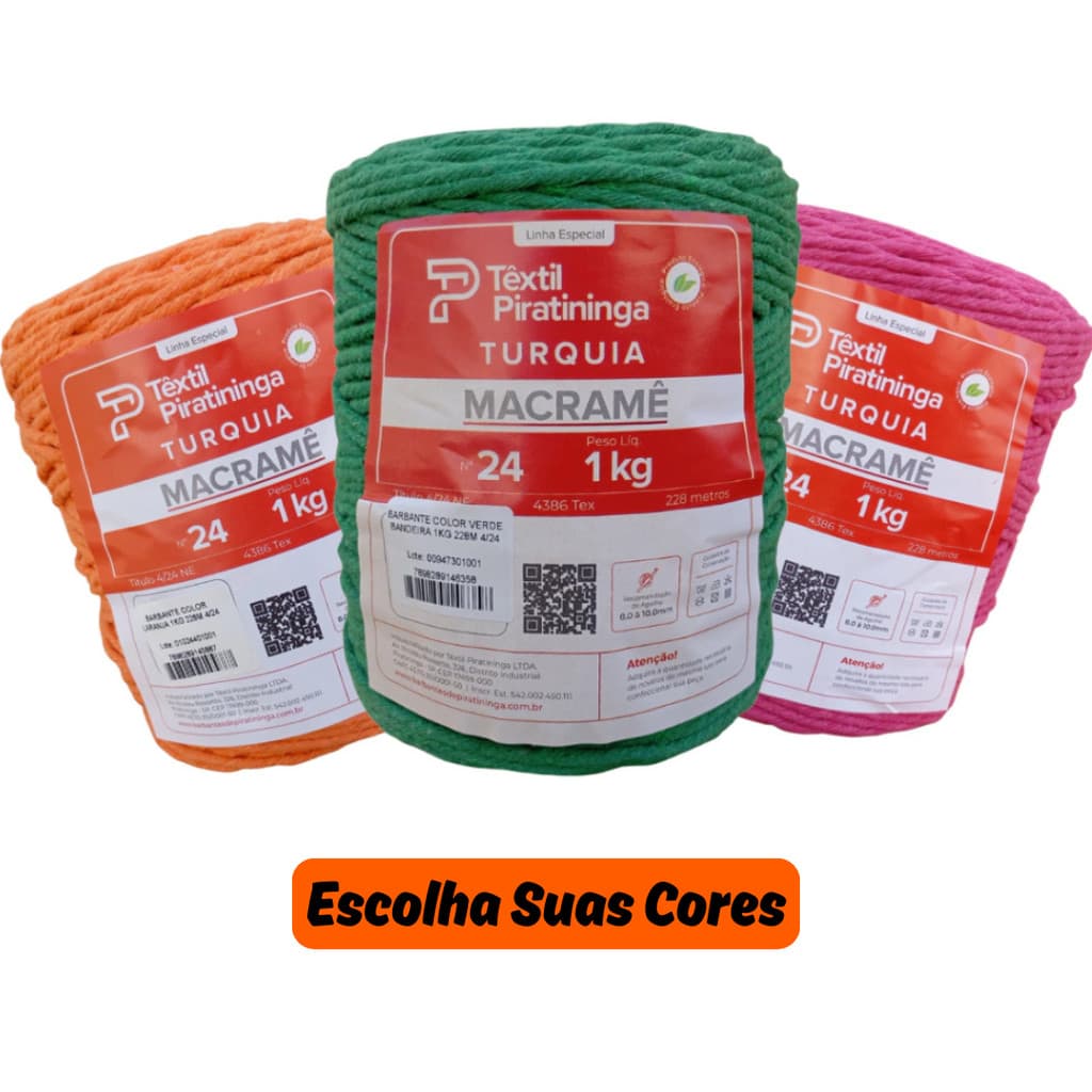 Barbante Turquia Macramê Colorido 1kg 24 Fios para Crochê Artesanato