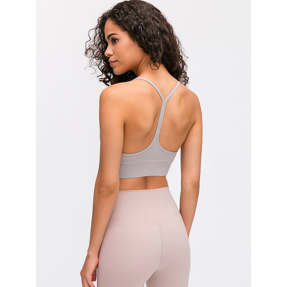Nu Yoga camisola feminina com almofada no peito correndo roupa interior de Fitness feminino à prova de choque reunião es