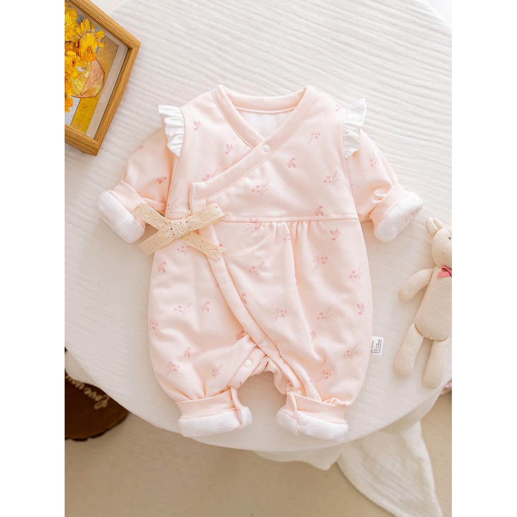 Bebê recém-nascido macacão outono inverno acolchoado roupas da menina do bebê recém-nascido puro algodão roupas macacão 