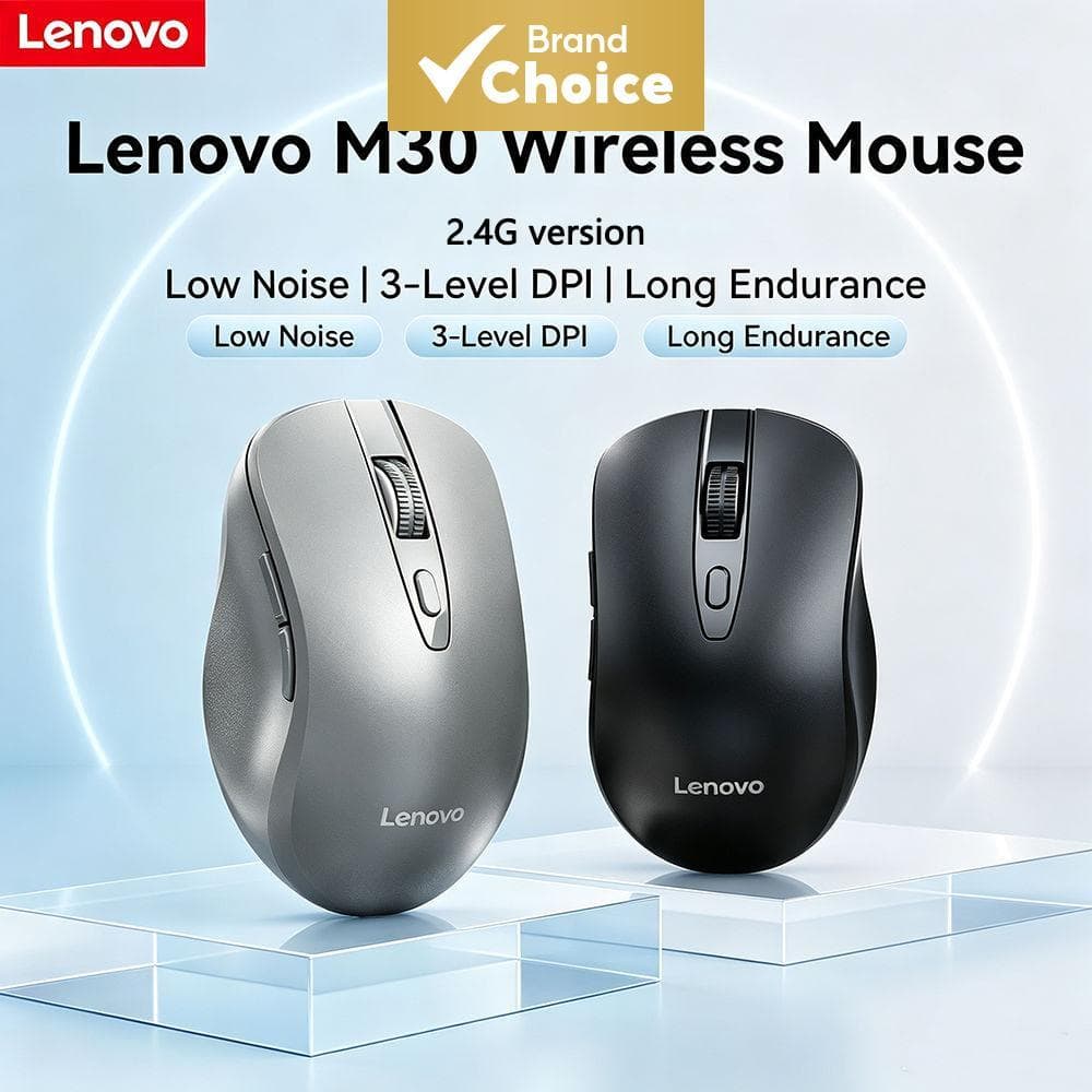 Mouse Sem Fio Lenovo M30, conexão 2,4G, silencioso, com botões laterais, 3 níveis de DPI, ergonômico, para laptop e
