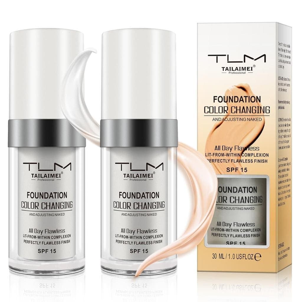 Base Líquida de Mudança de Cor, 2 UNIDADES, Maquiagem de Base de Tom Quente que Muda de Cor, BB Cream, Base de Maquiagem