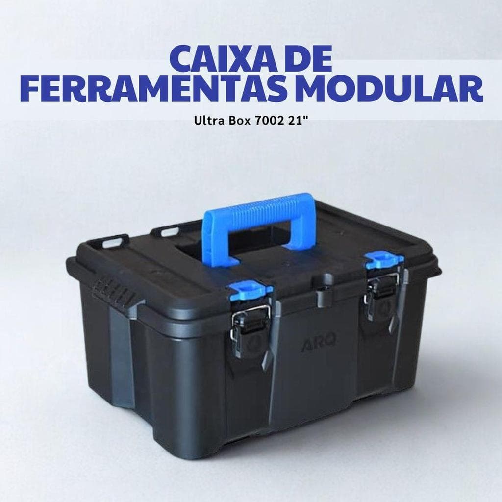Maleta Caixa de Ferramentas Modular Ultra Box Compartimento Alça 7002 21" Arqplast Preta